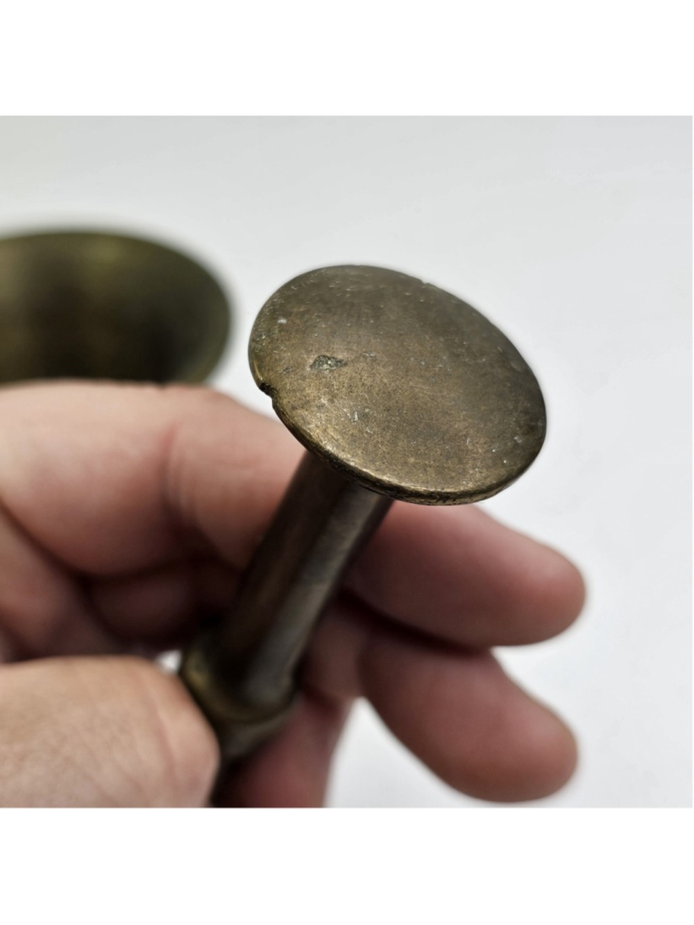 Antique Brass Pestal Mortar Apothecary Brass Decor - Picture 10 of 15